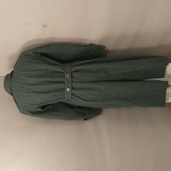 Vintage Swiss Military Wool Coat Bluish Gray Silver Cross Buttons Long Length - Picture 5 of 16